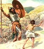 Goliath fighting with David